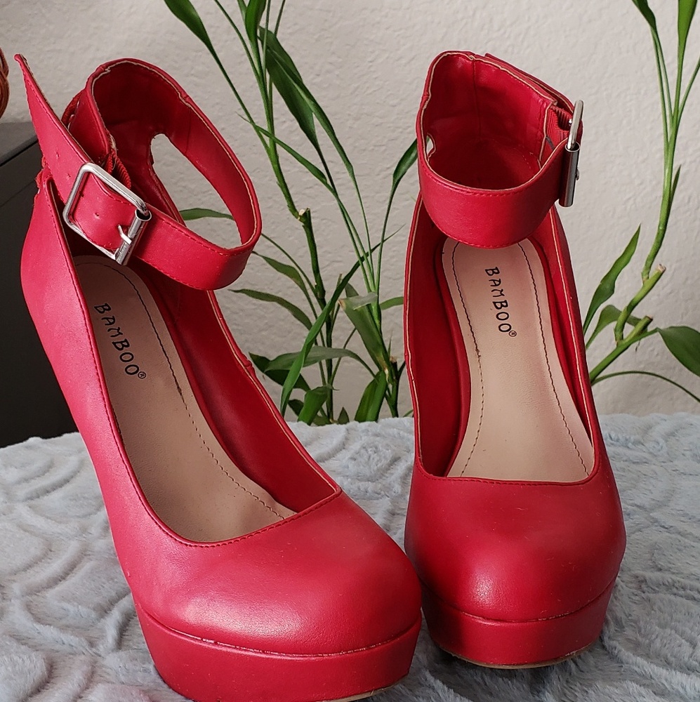 Red 6 inch heels.